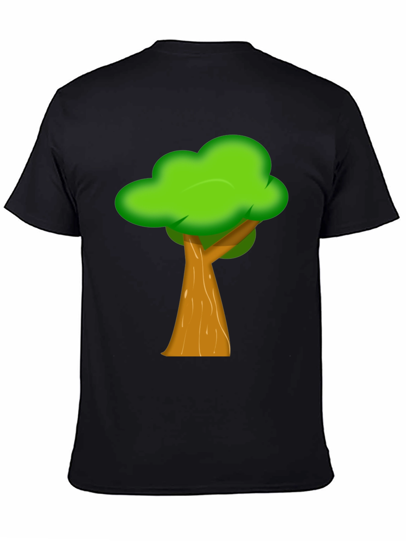 Cartoon Tree Graphic Black Tee Shirt
