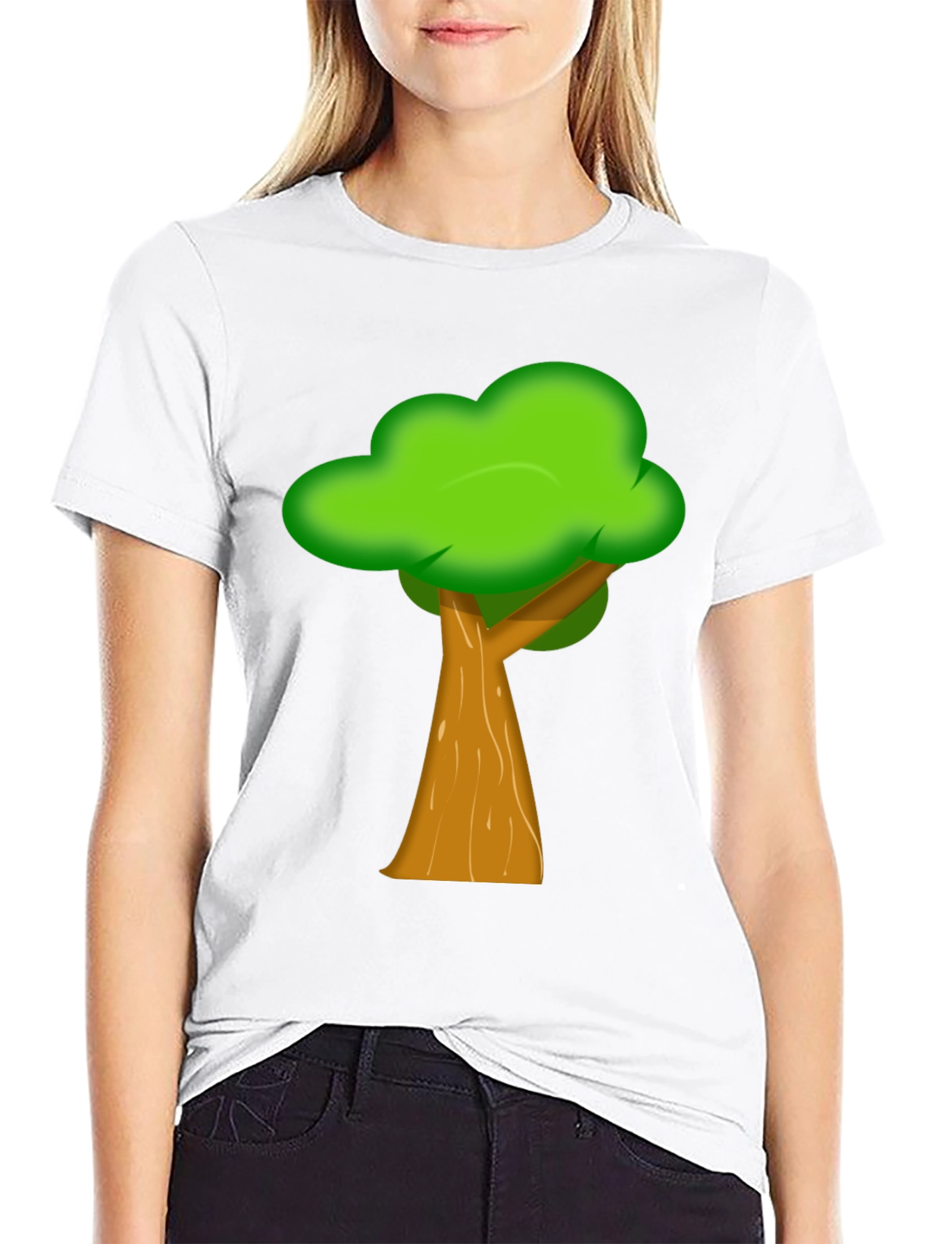 Cartoon Tree Graphic Black Tee Shirt