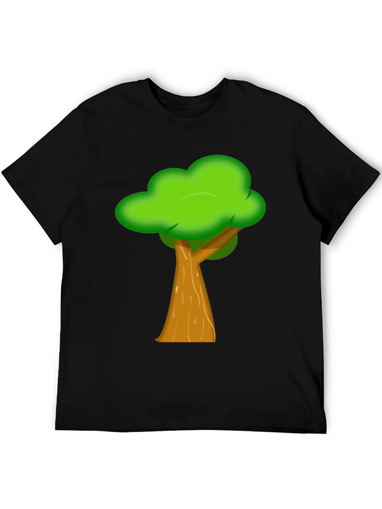 Cartoon Tree Graphic Black Tee Shirt