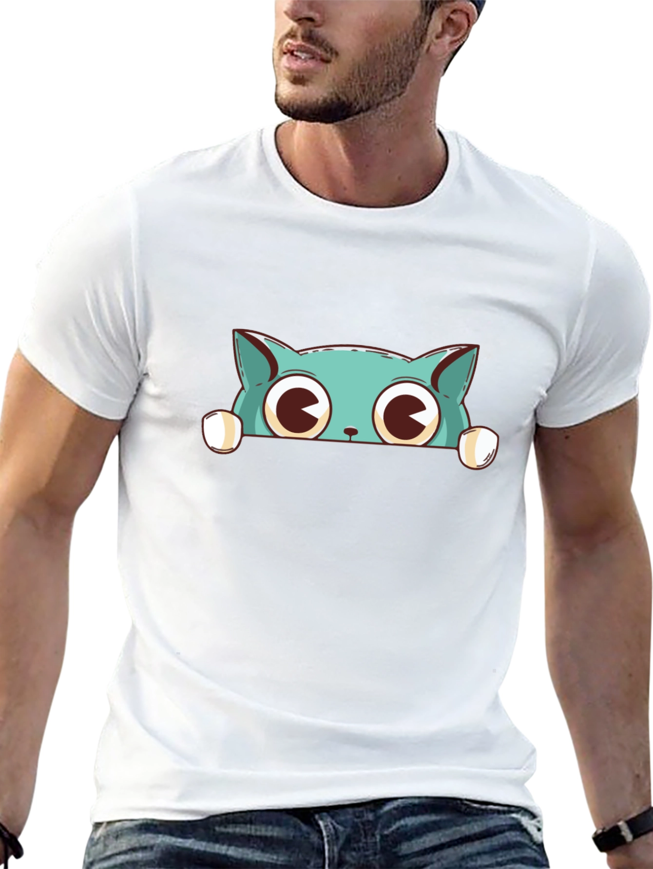 Cute Cat Graphic Print T-Shirt
