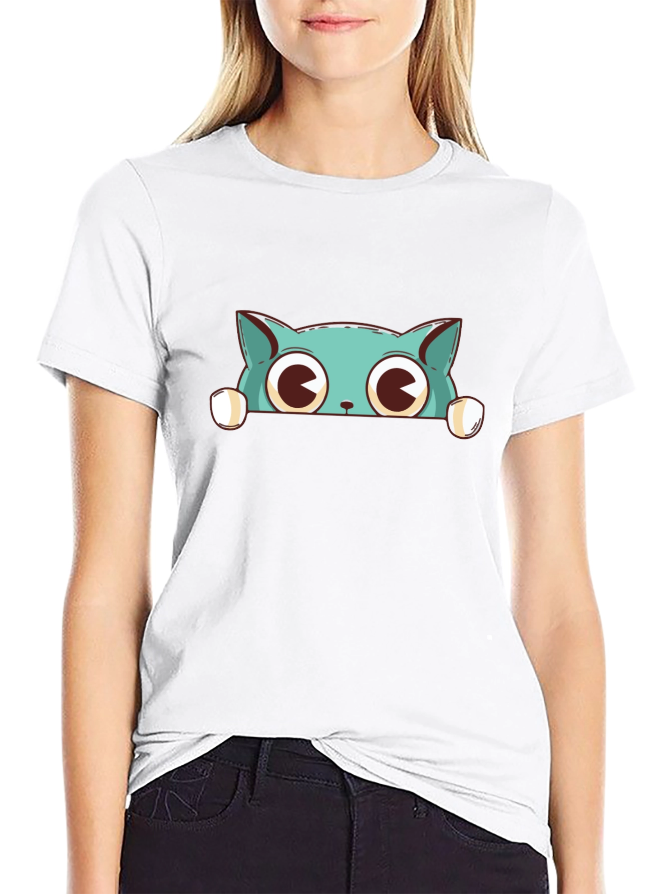 Cute Cat Graphic Print T-Shirt