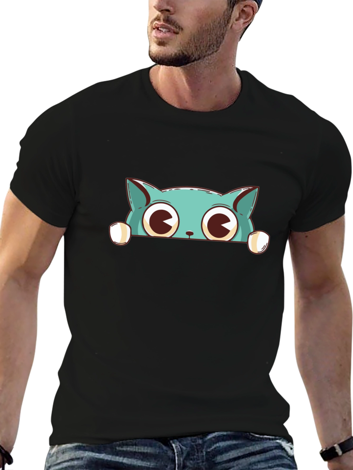 Cute Cat Graphic Print T-Shirt