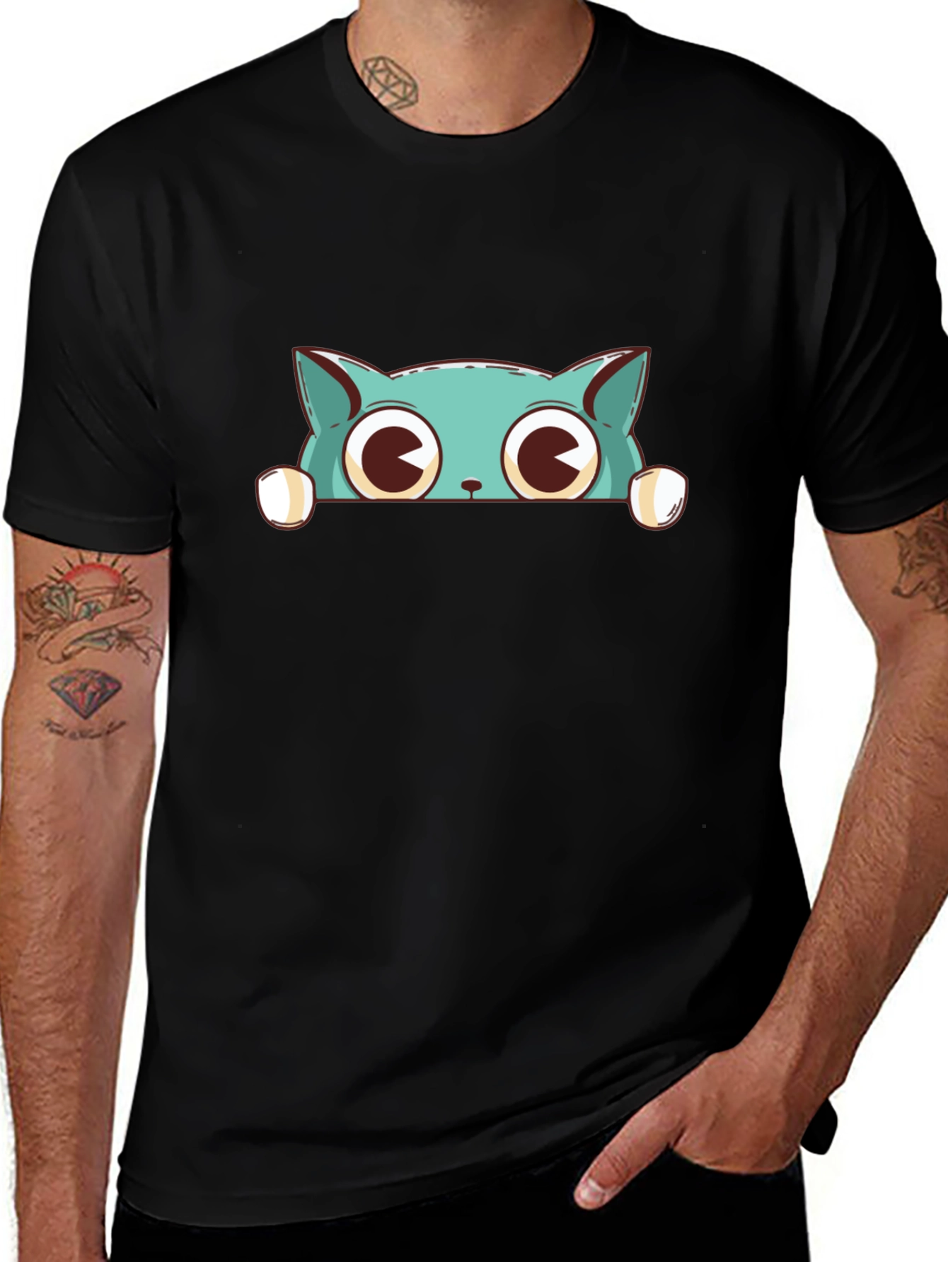 Cute Cat Graphic Print T-Shirt