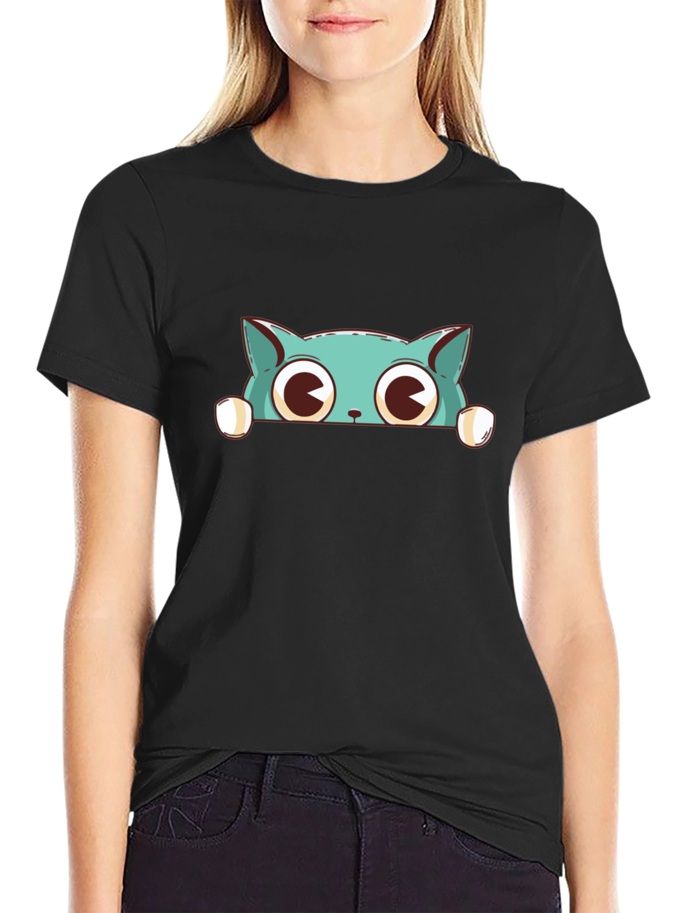 Cute Cat Graphic Print T-Shirt