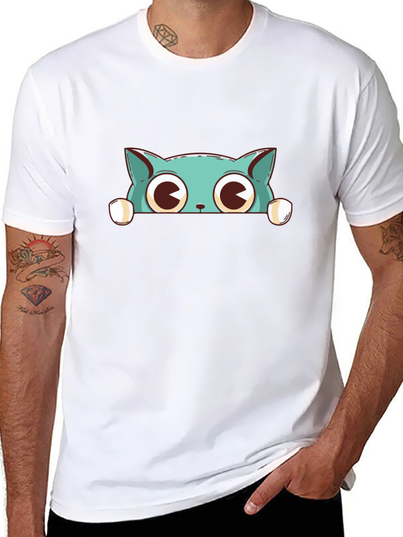 Cute Cat Graphic Print T-Shirt
