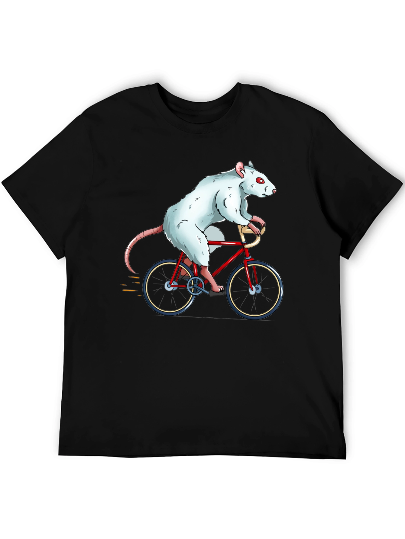 Rat on Bike Graphic Tee - Black Cotton T-Shirt