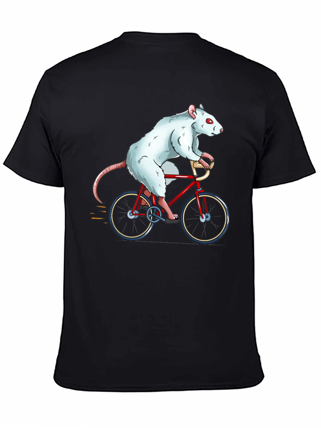 Rat on Bike Graphic Tee - Black Cotton T-Shirt