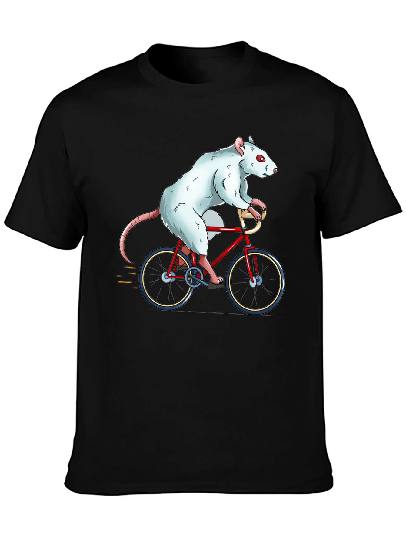 Rat on Bike Graphic Tee - Black Cotton T-Shirt