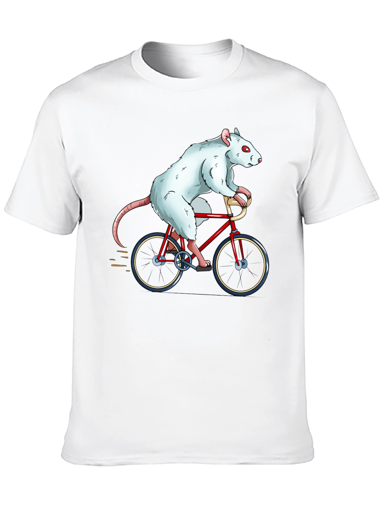 Rat on Bike Graphic Tee - Black Cotton T-Shirt