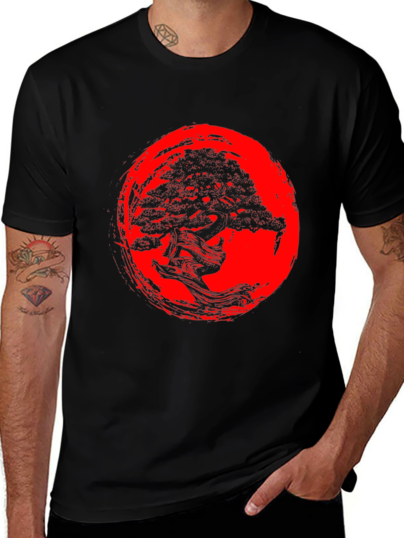 Bonsai Tree Graphic T-Shirt - Zen Style Black Tee