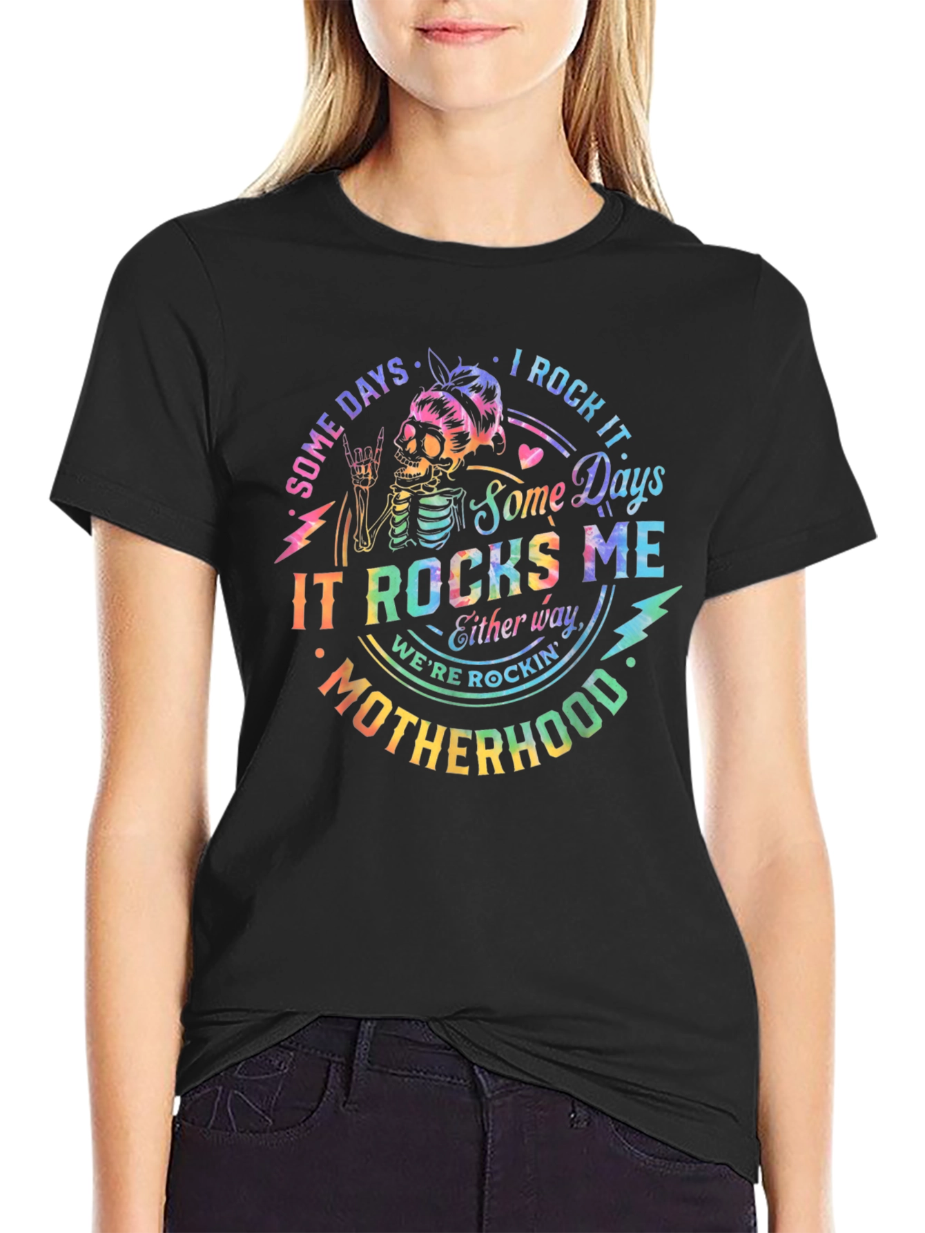 Rockin Motherhood T-Shirt - Skeleton Design