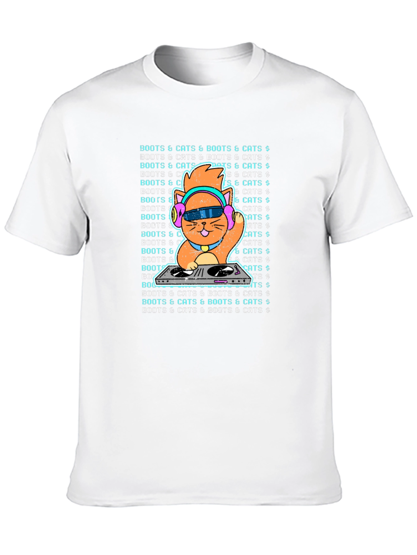 DJ Cat Graphic T-Shirt - Boots & Cats