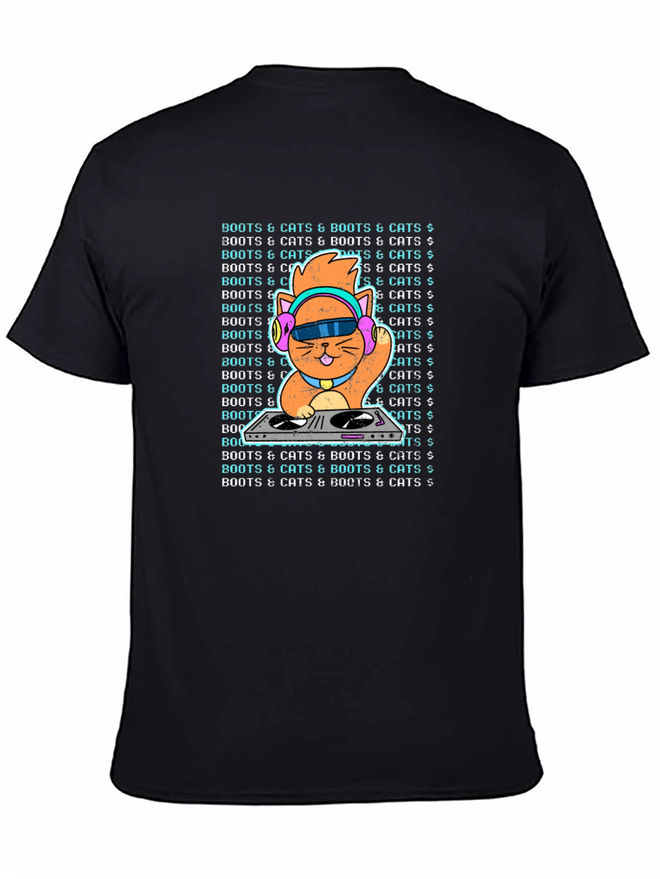 DJ Cat Graphic T-Shirt - Boots & Cats