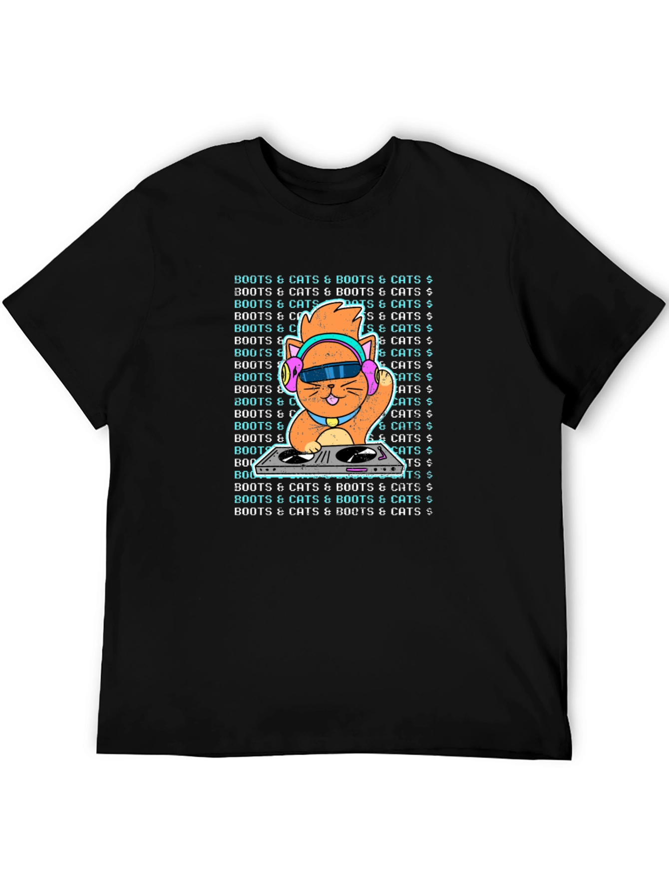 DJ Cat Graphic T-Shirt - Boots & Cats