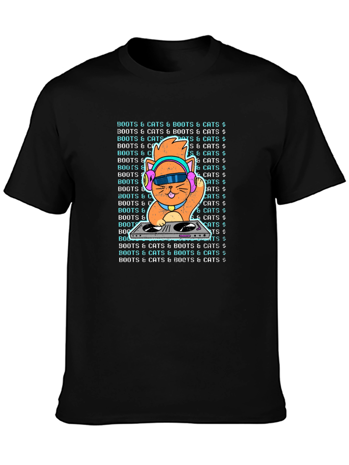 DJ Cat Graphic T-Shirt - Boots & Cats