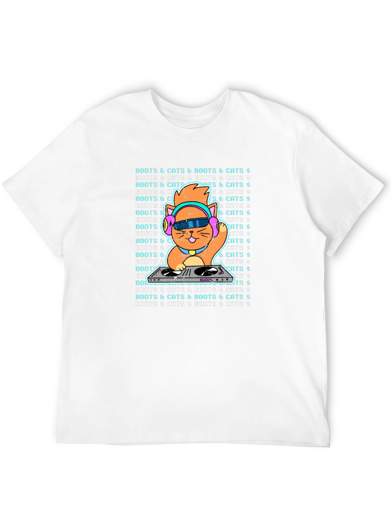 DJ Cat Graphic T-Shirt - Boots & Cats