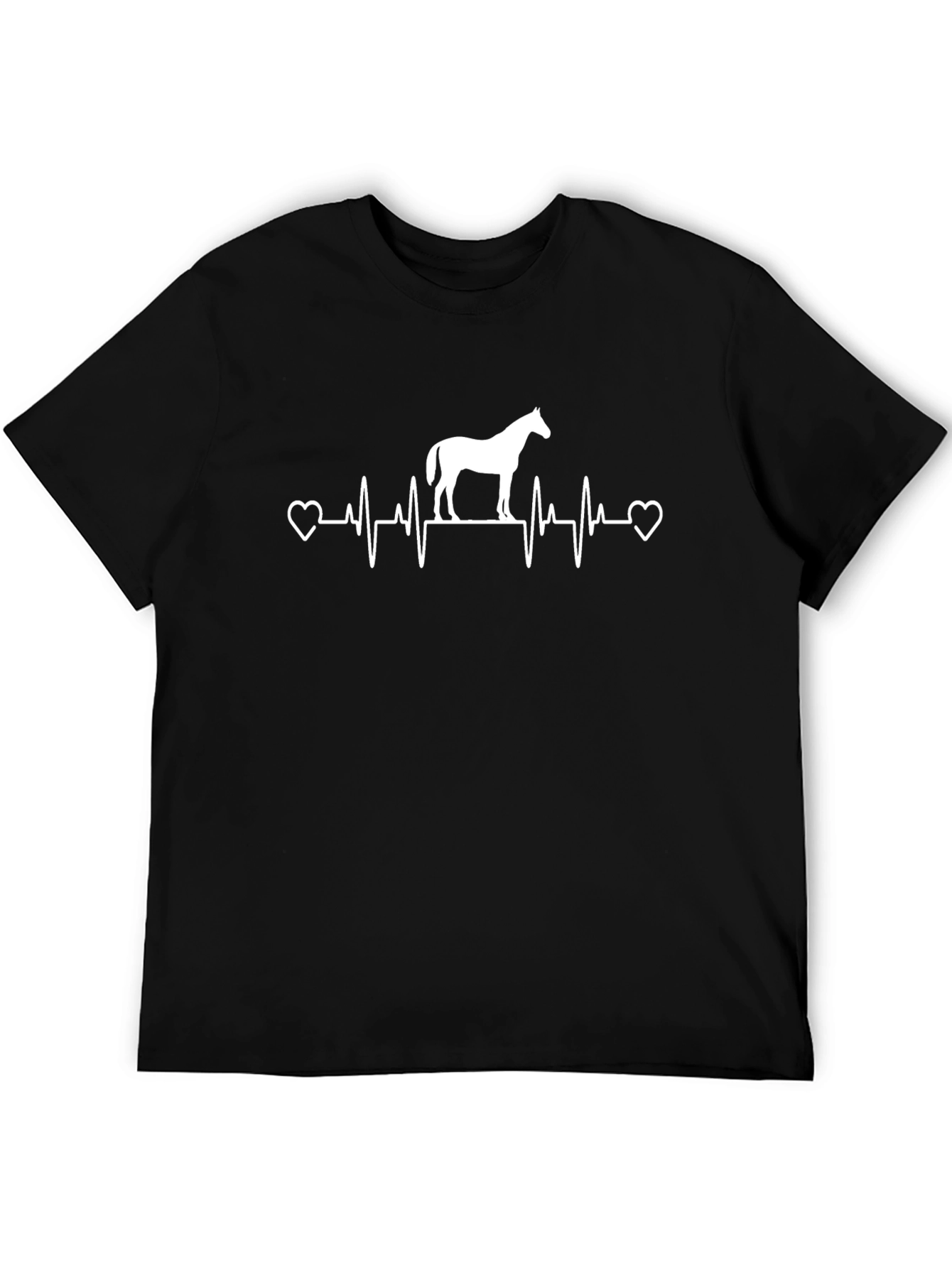 Horse Heartbeat Graphic Tee - Black Cotton