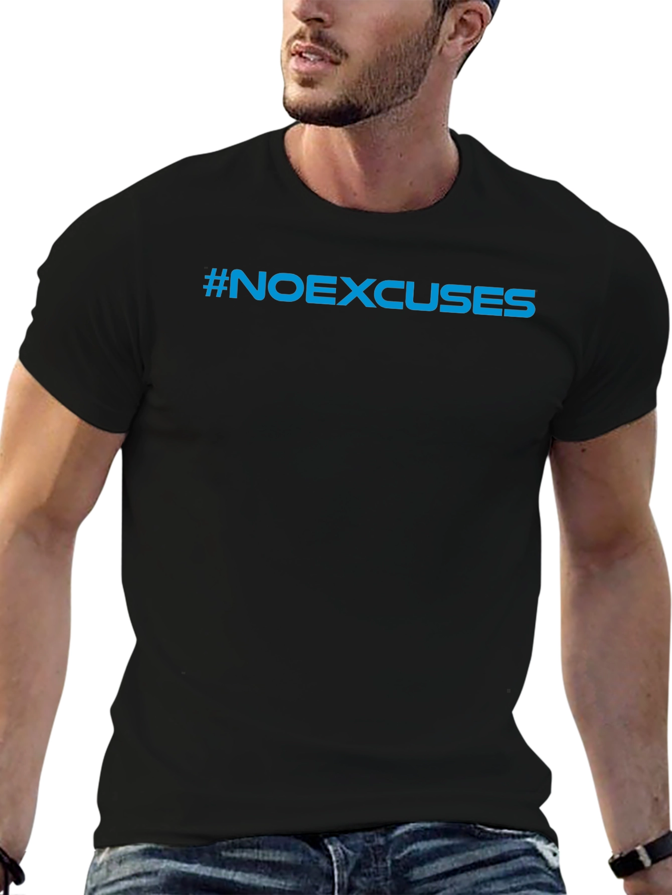 #NoExcuses Black Graphic Tee - Motivational Shirt