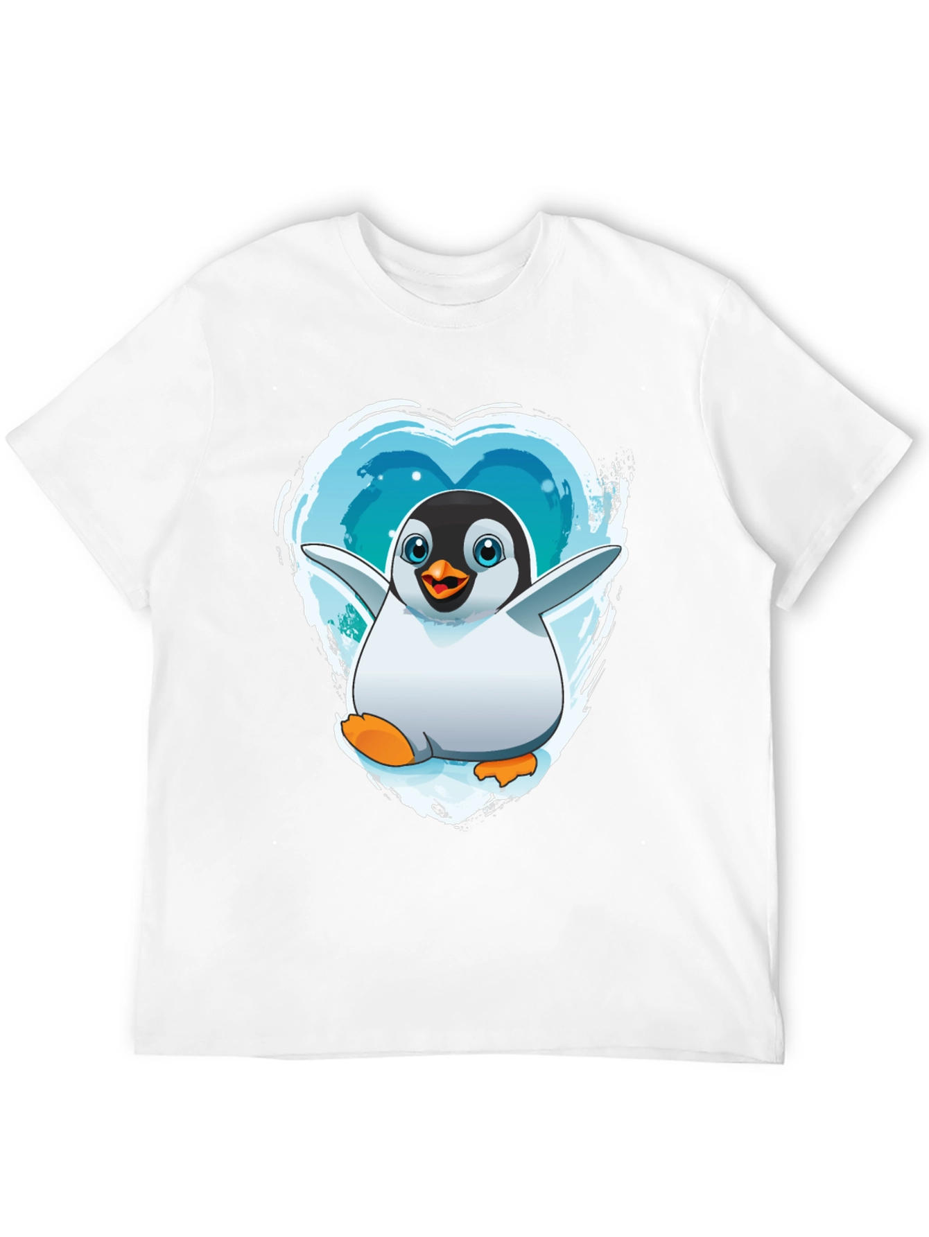 Penguin Heart Graphic Tee - Black Cotton Blend
