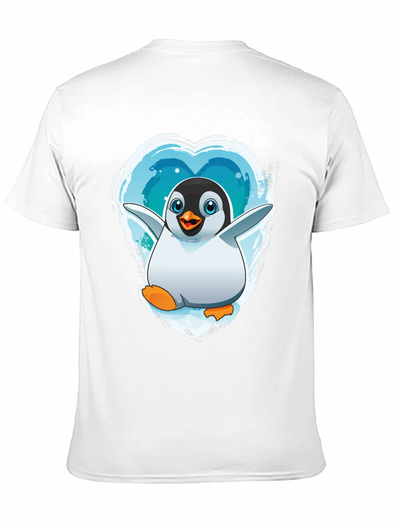 Penguin Heart Graphic Tee - Black Cotton Blend