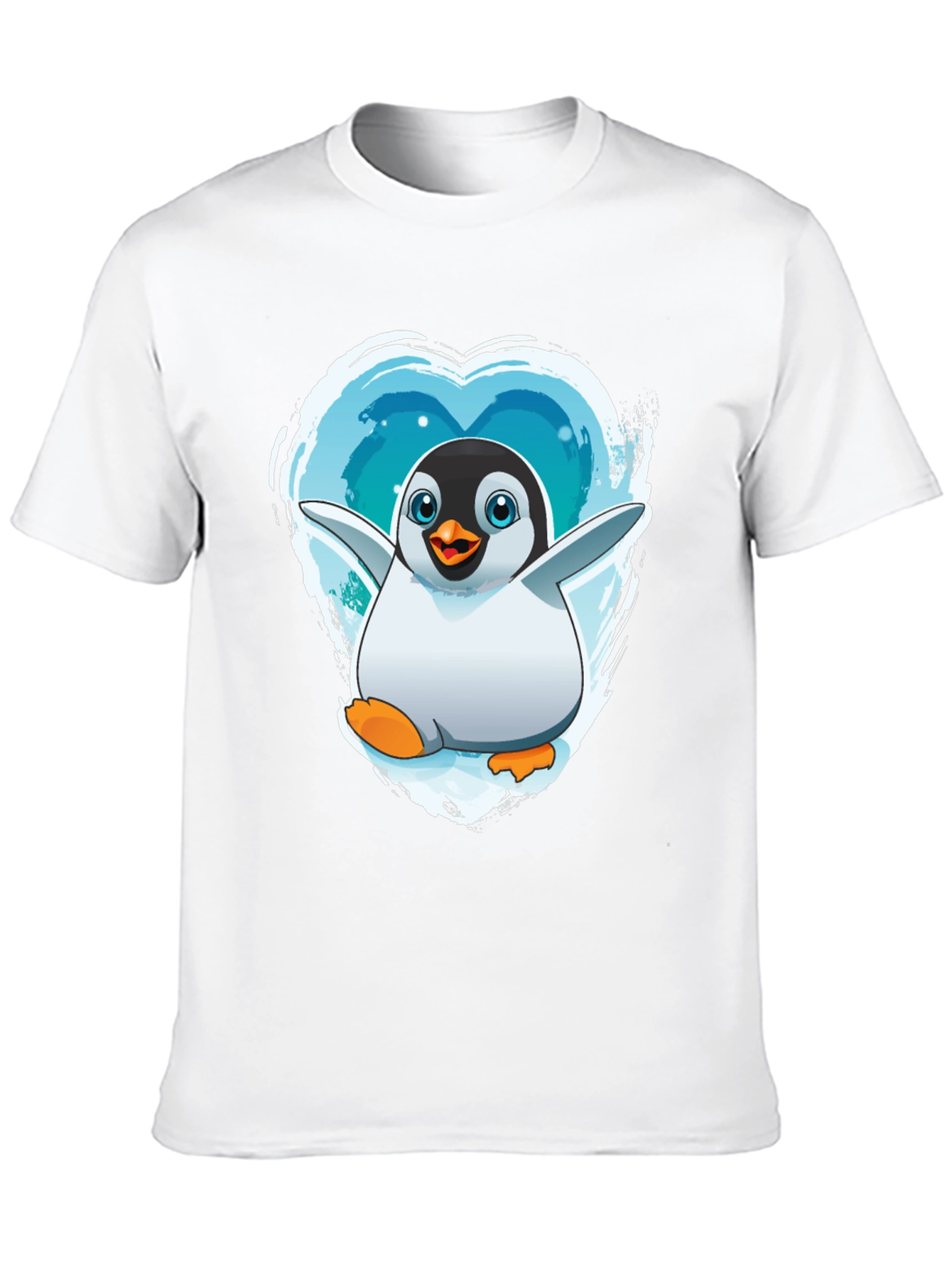 Penguin Heart Graphic Tee - Black Cotton Blend