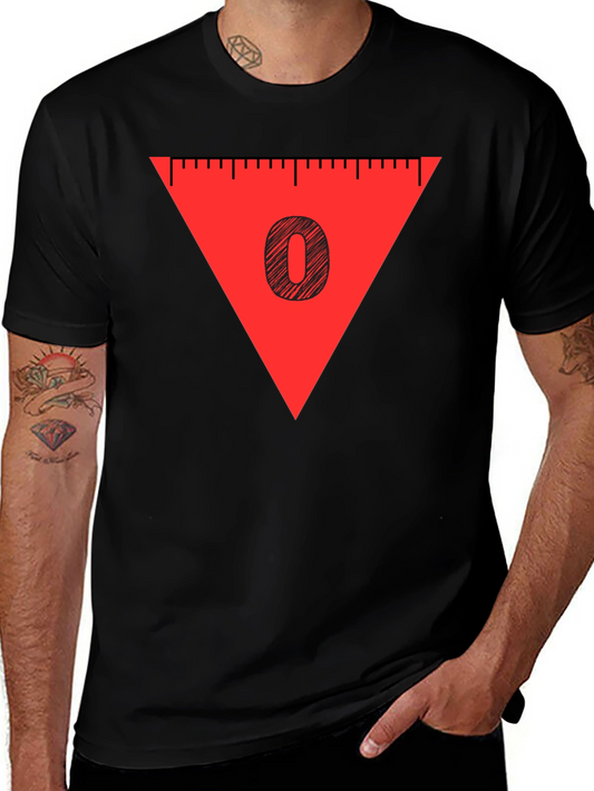 Red Triangle 0 Graphic Tee - Soft Cotton Blend Casual Style