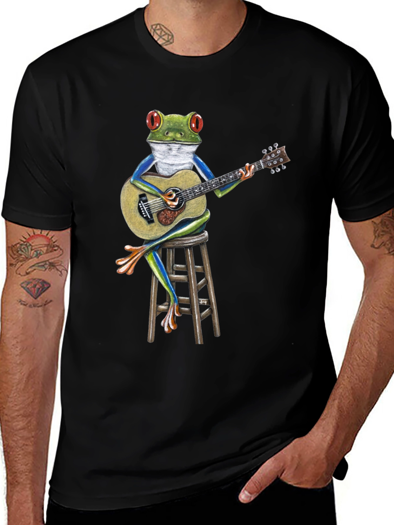 Frog Playing Guitar Graphic T-Shirt