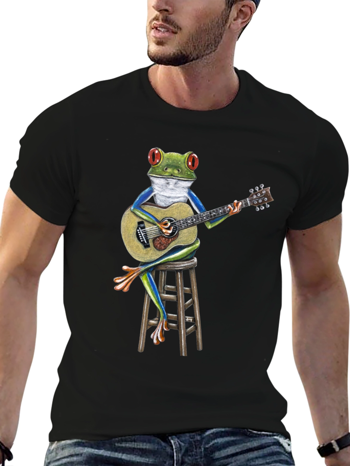 Frog Playing Guitar Graphic T-Shirt