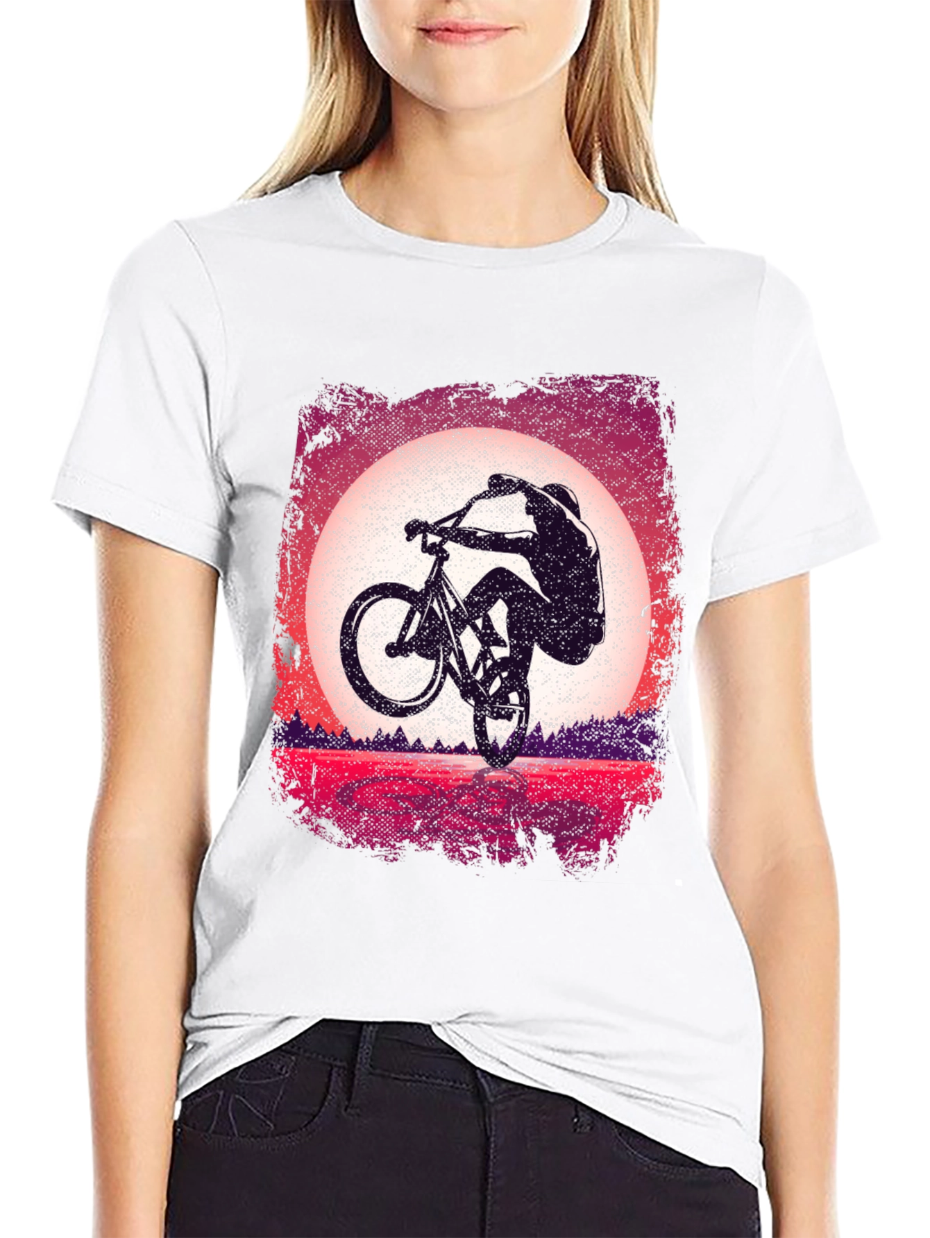 Mountain Bike Sunset Graphic T-Shirt