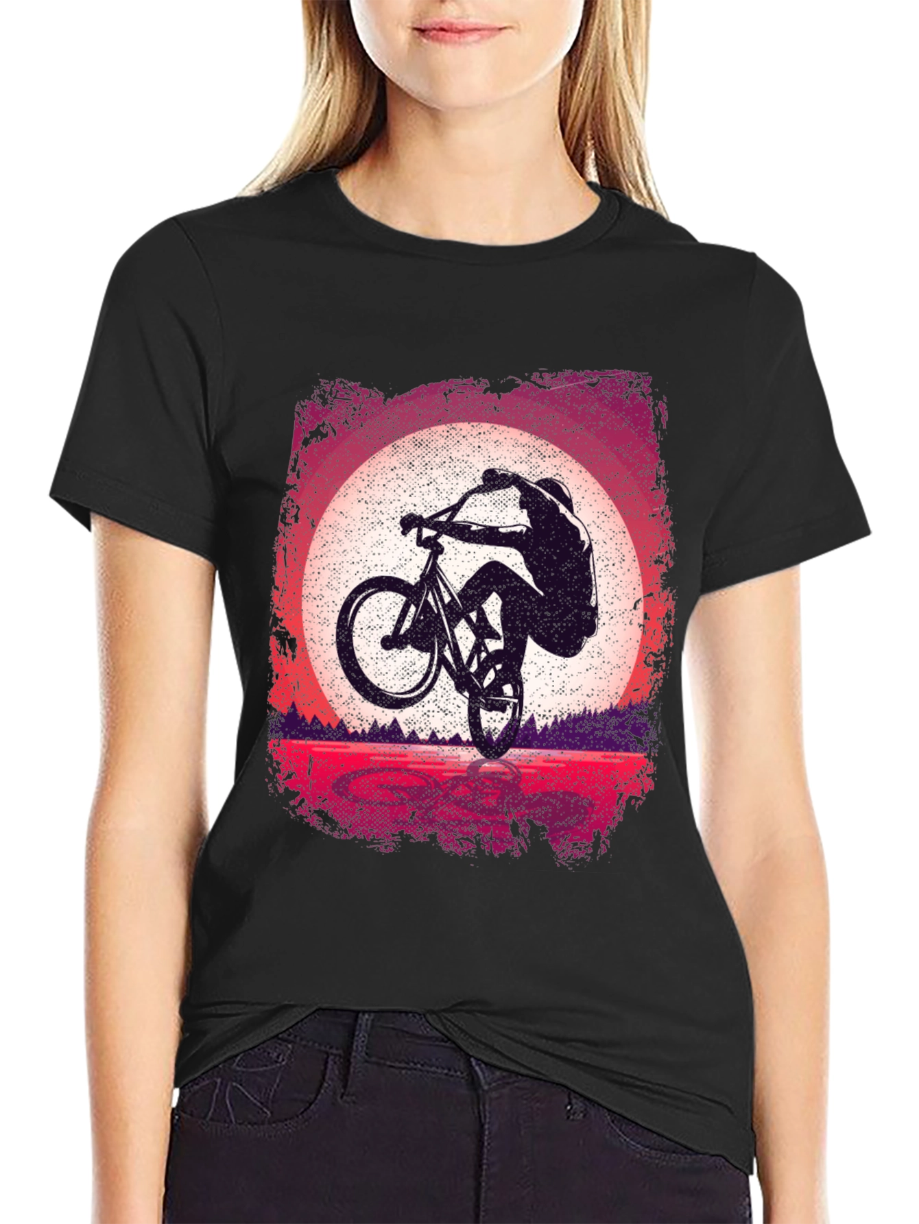 Mountain Bike Sunset Graphic T-Shirt