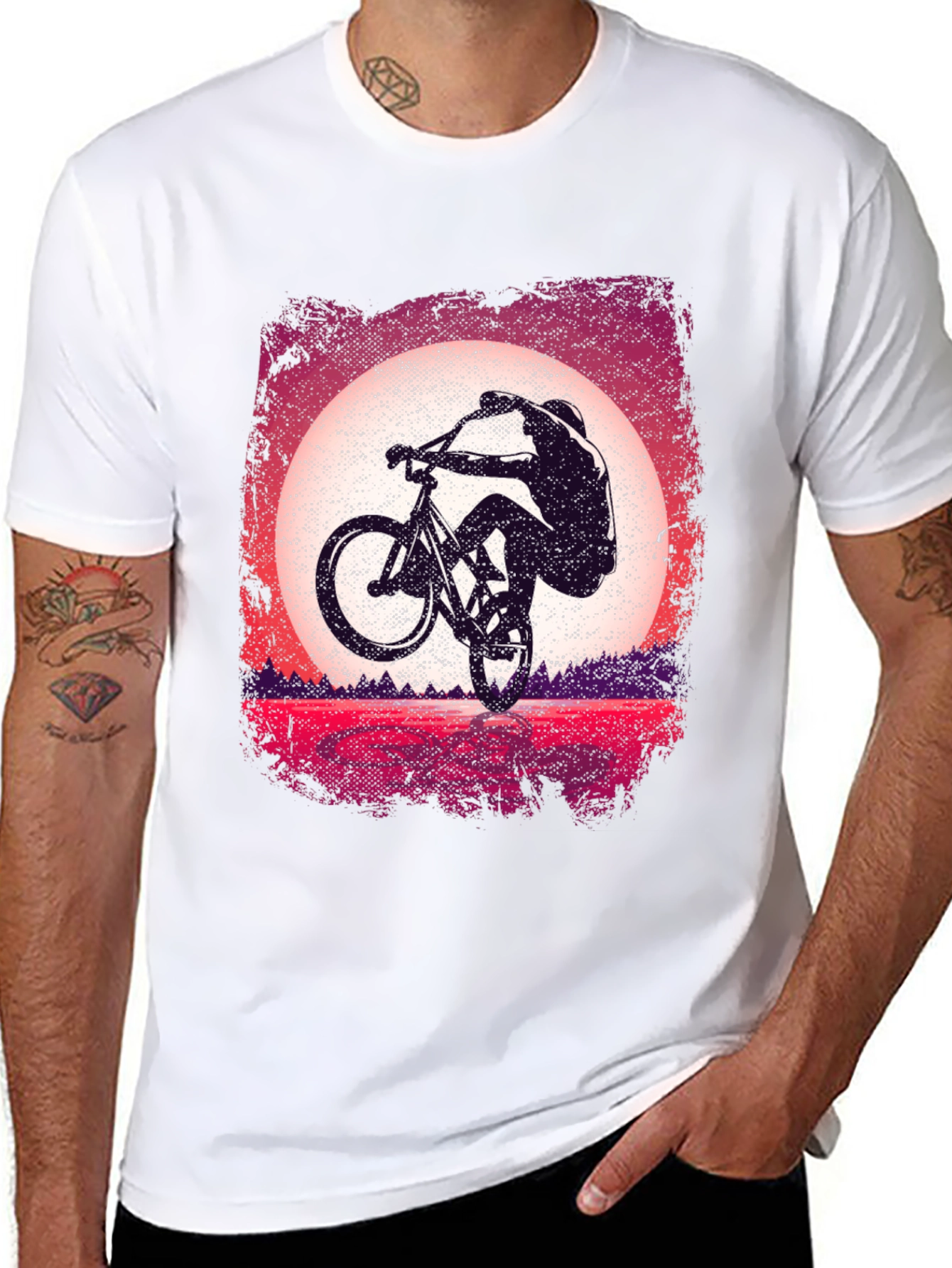 Mountain Bike Sunset Graphic T-Shirt