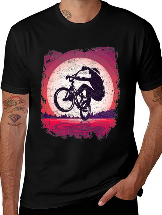 Mountain Bike Sunset Graphic T-Shirt