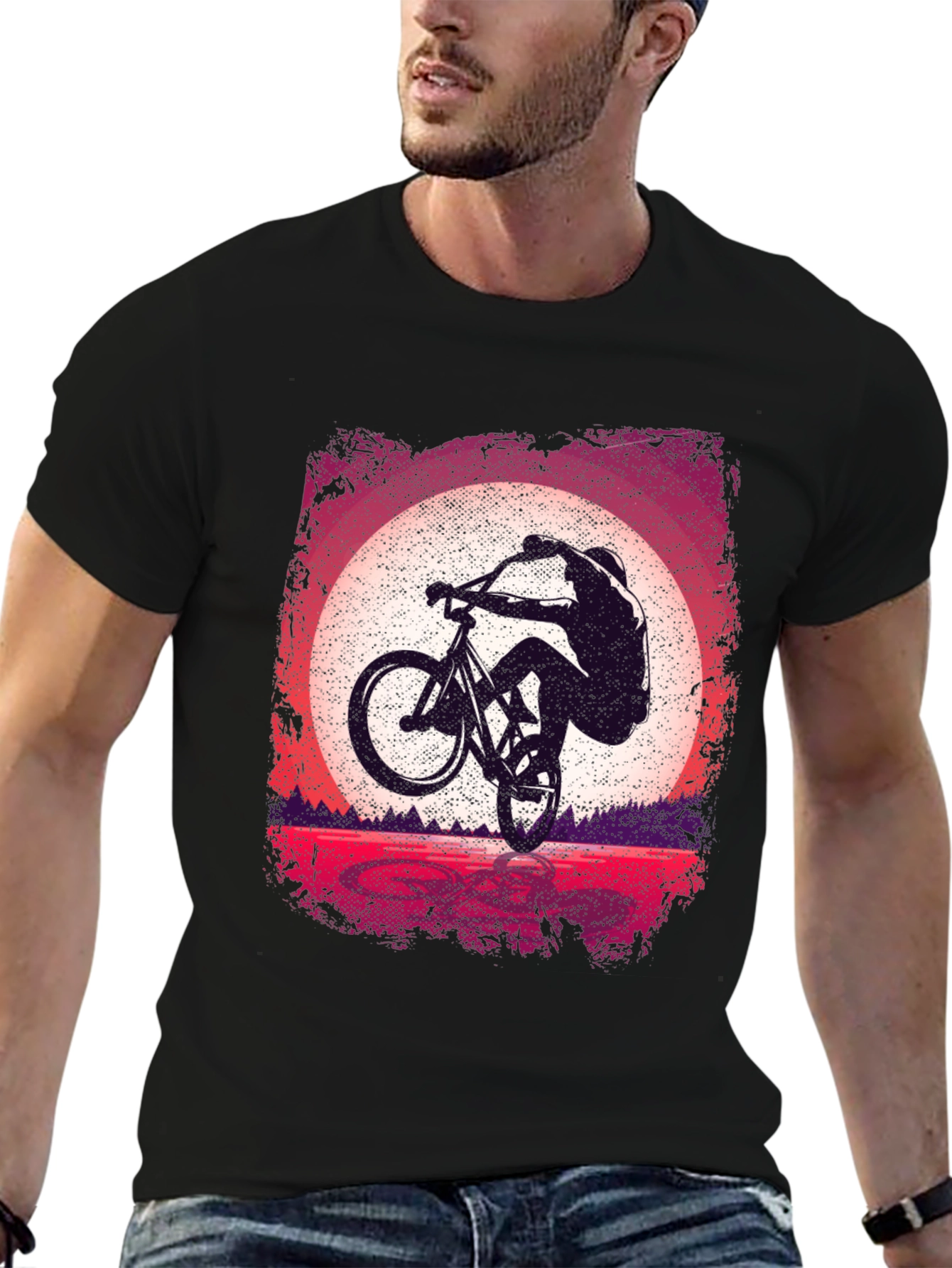 Mountain Bike Sunset Graphic T-Shirt