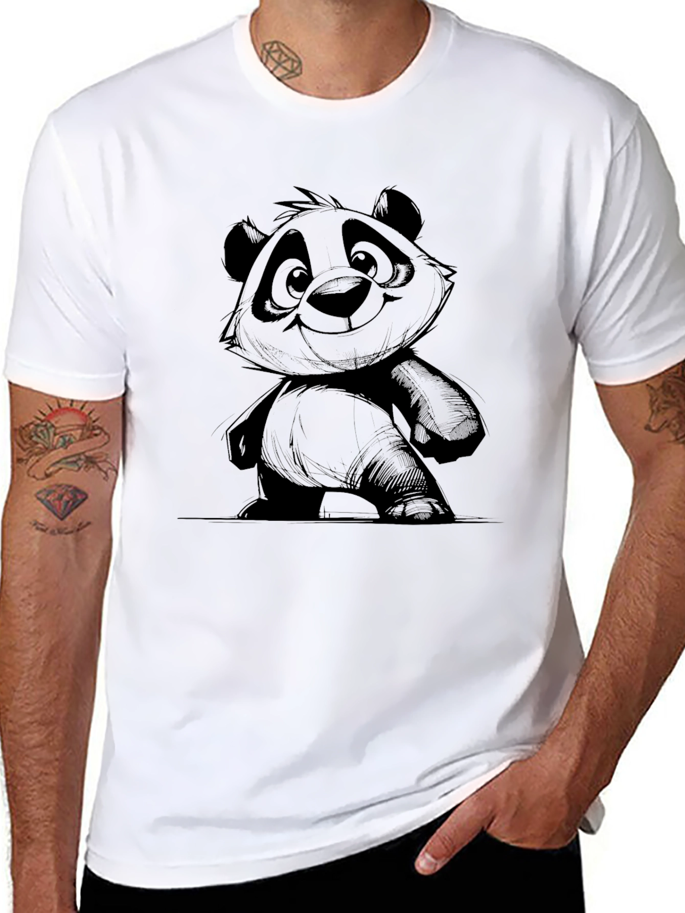 Cool Panda Graphic Black T-Shirt