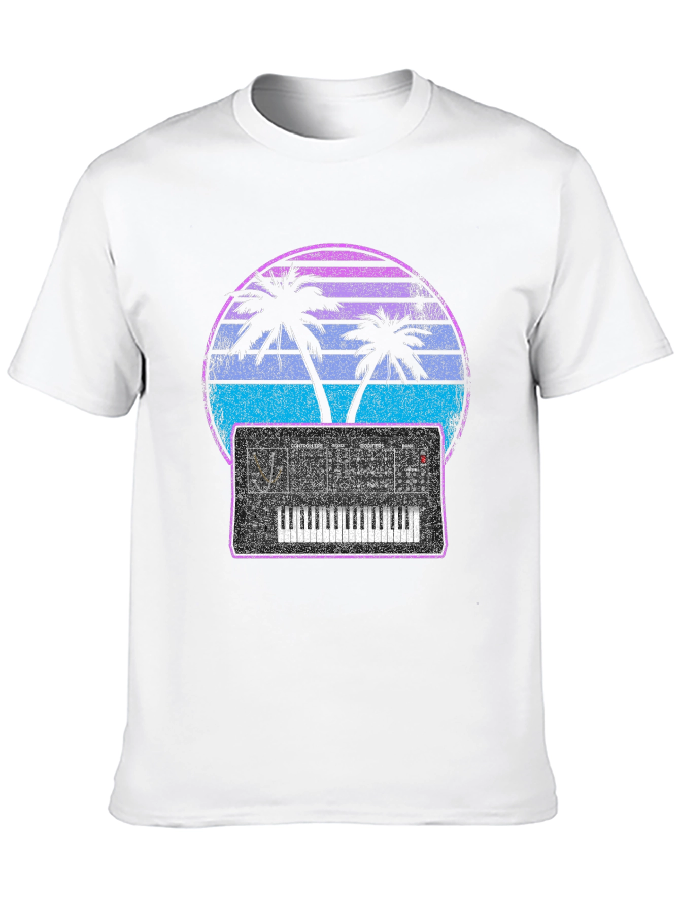 Synthwave T-Shirt - Retro Palm Synth Design