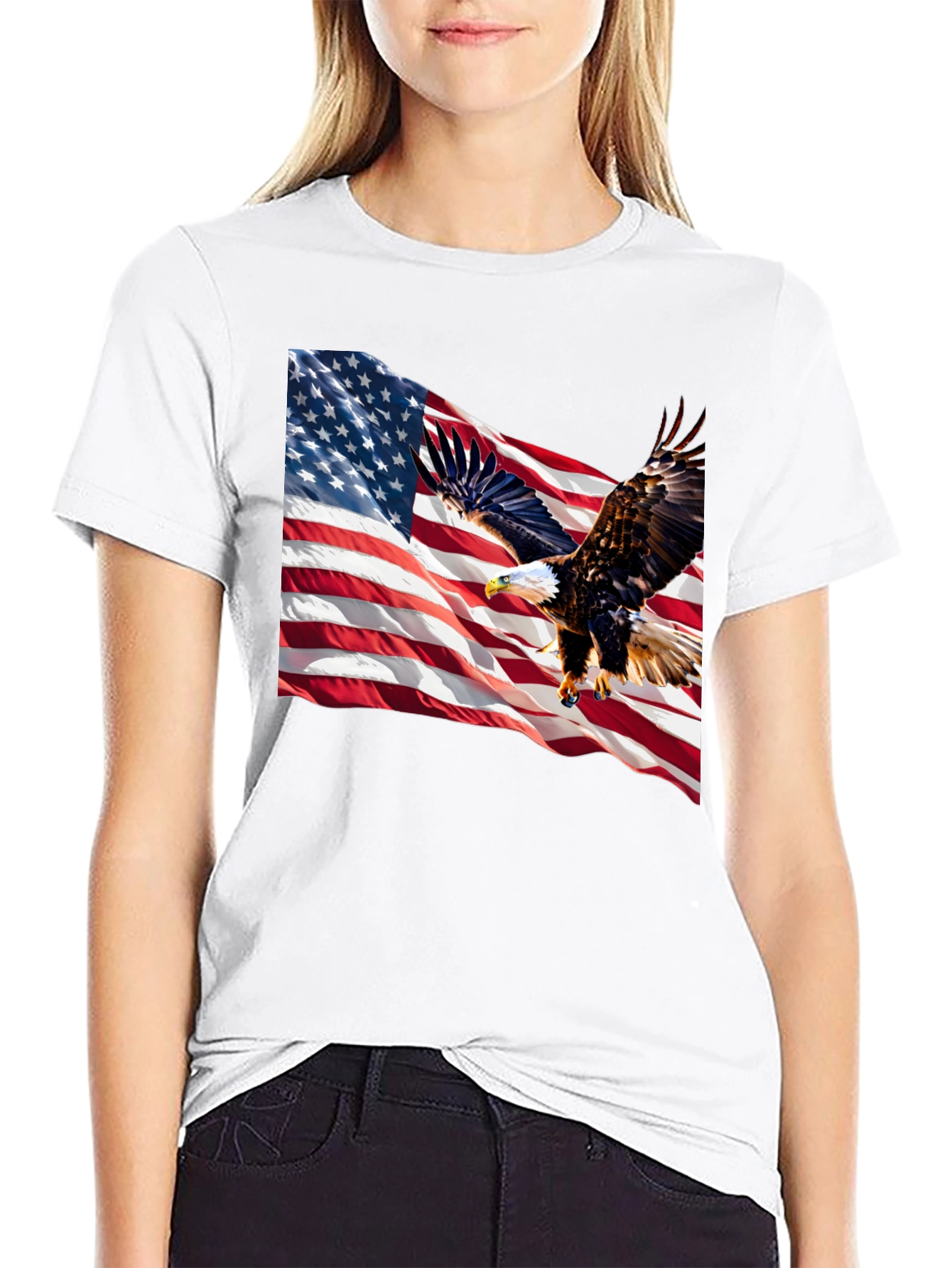 American Flag Eagle Graphic Tee - Patriotic Style
