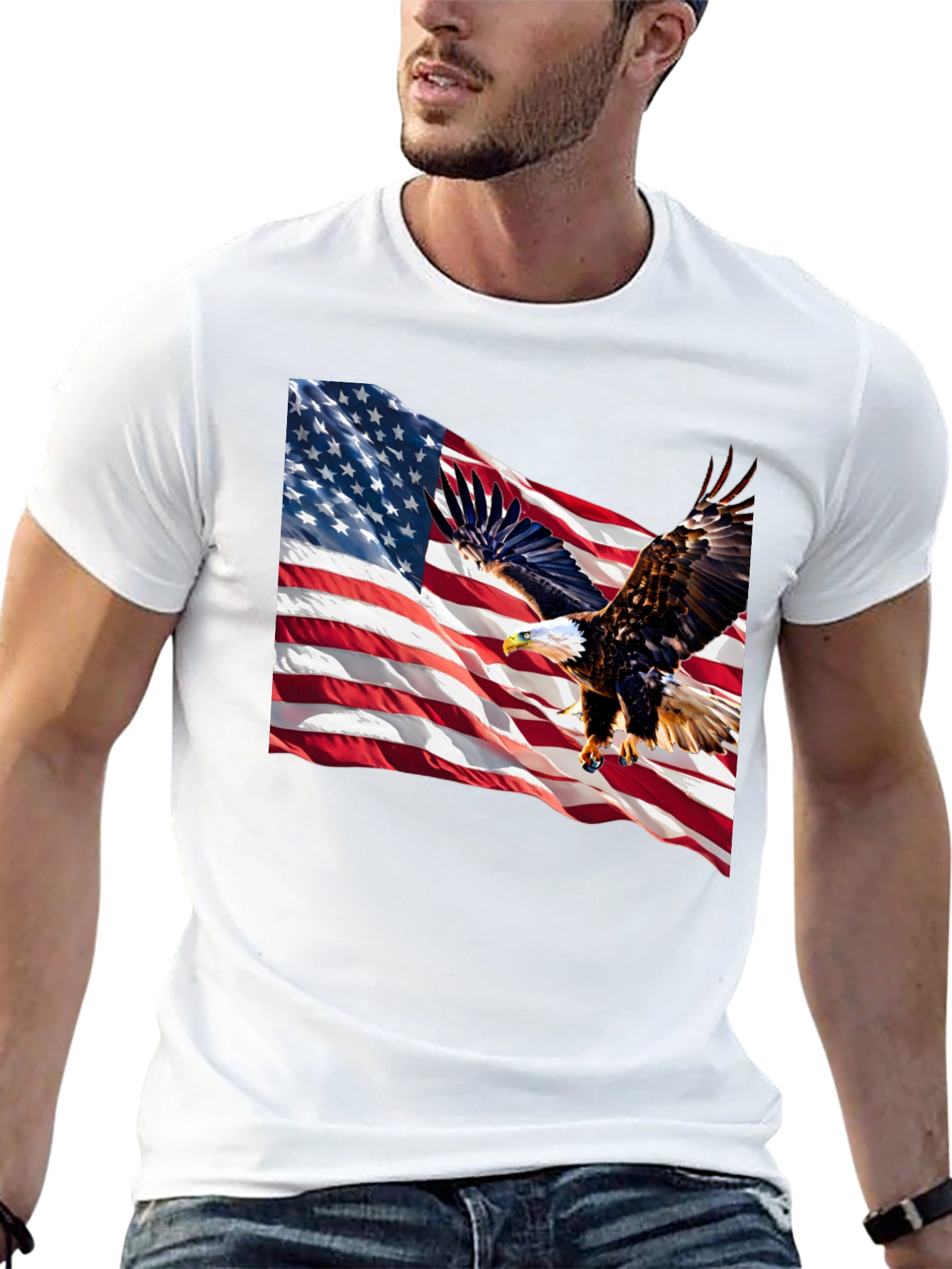 American Flag Eagle Graphic Tee - Patriotic Style