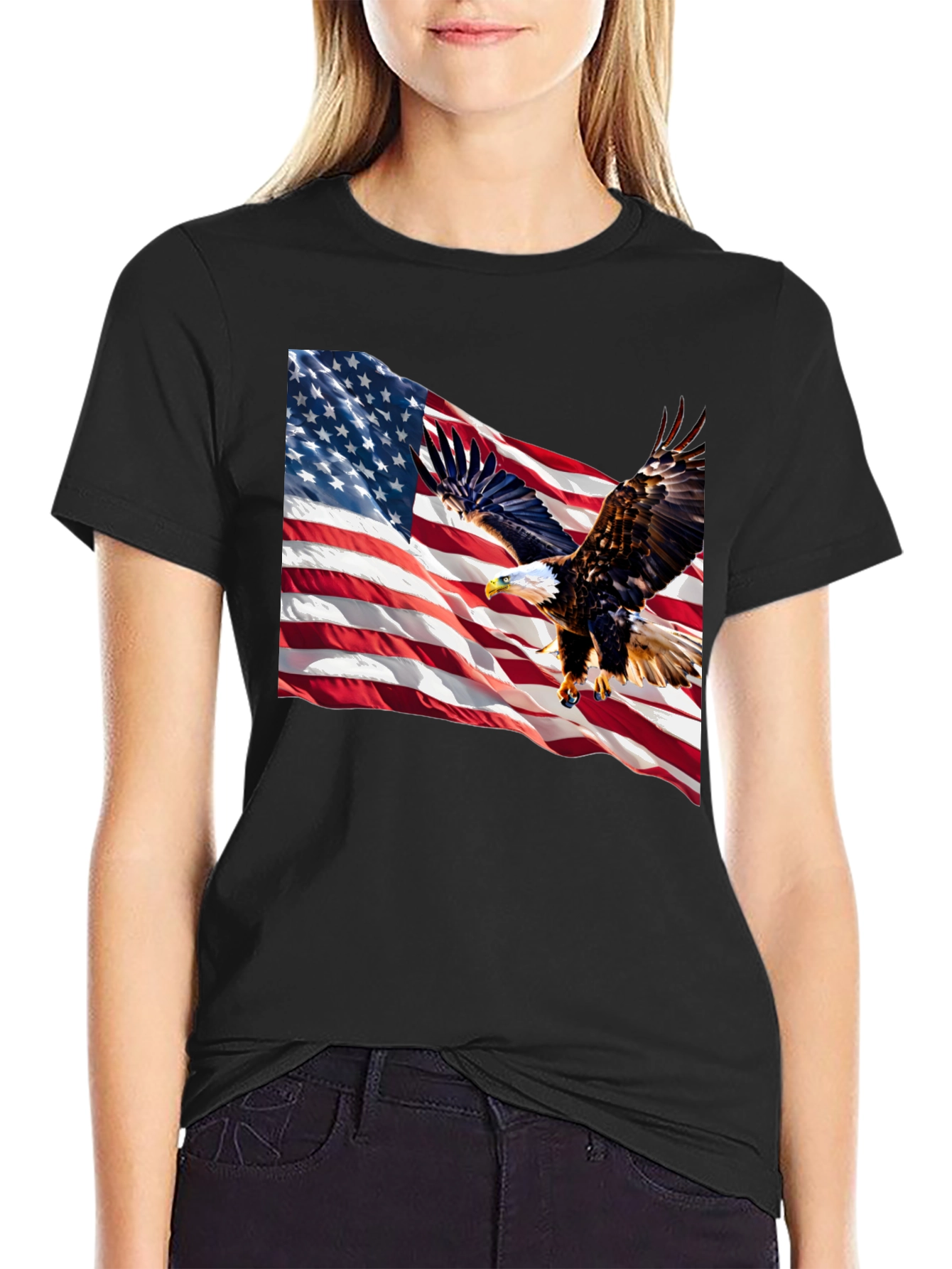 American Flag Eagle Graphic Tee - Patriotic Style