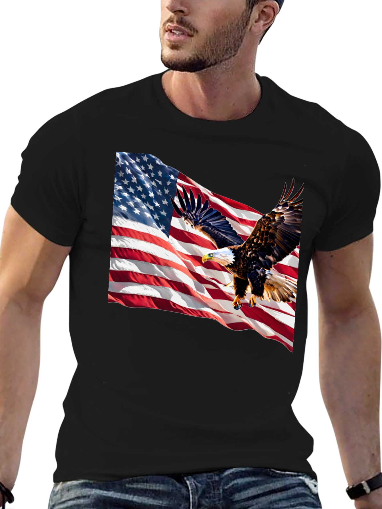 American Flag Eagle Graphic Tee - Patriotic Style