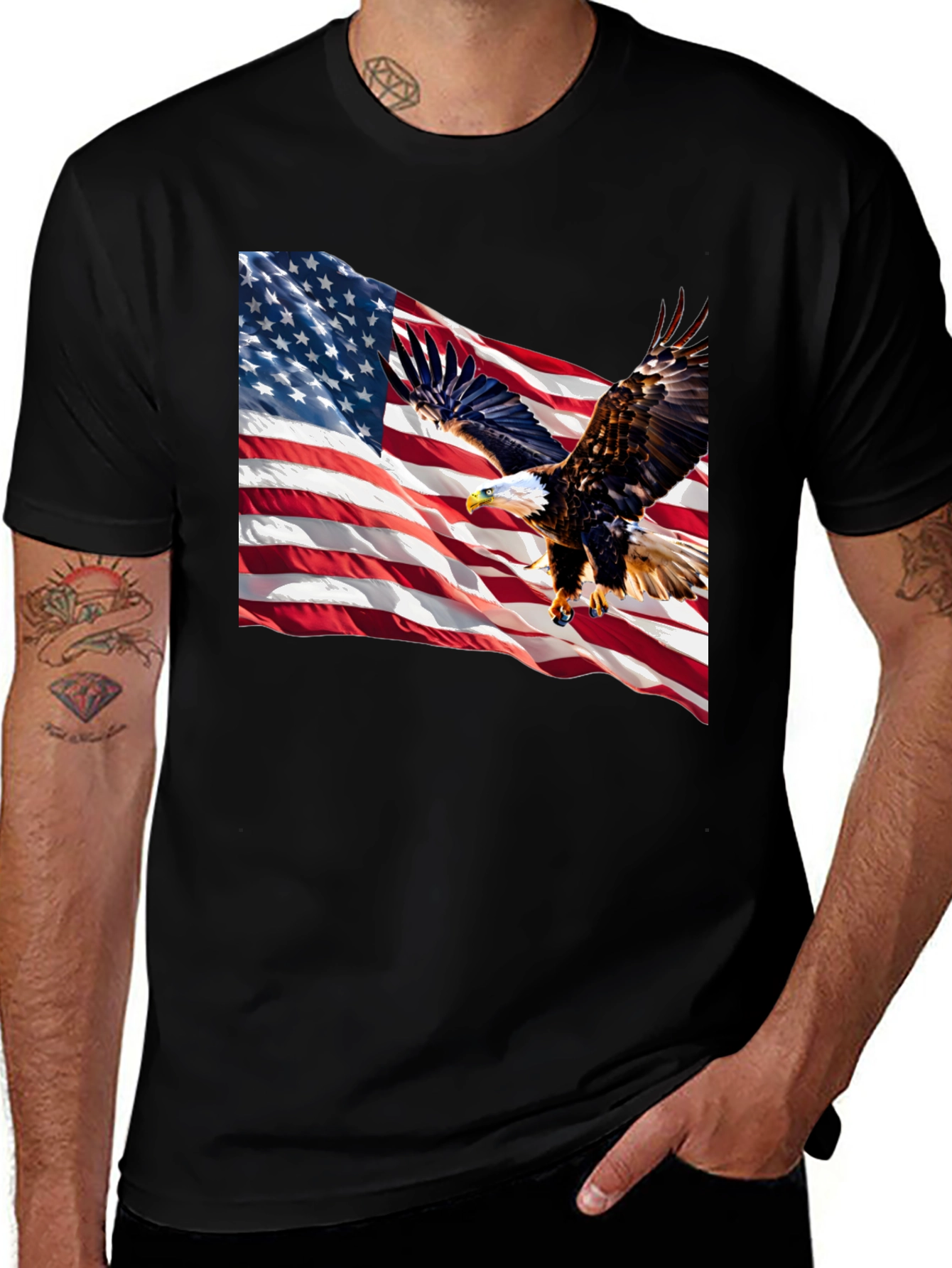 American Flag Eagle Graphic Tee - Patriotic Style