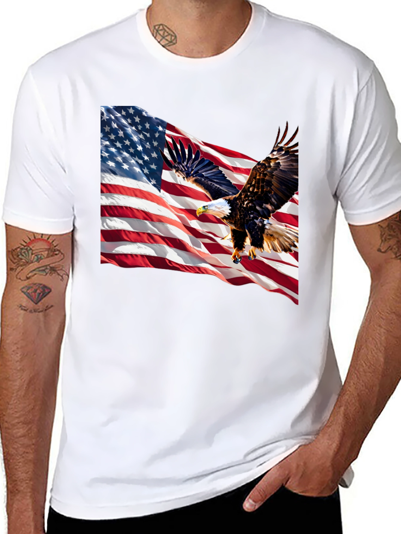American Flag Eagle Graphic Tee - Patriotic Style