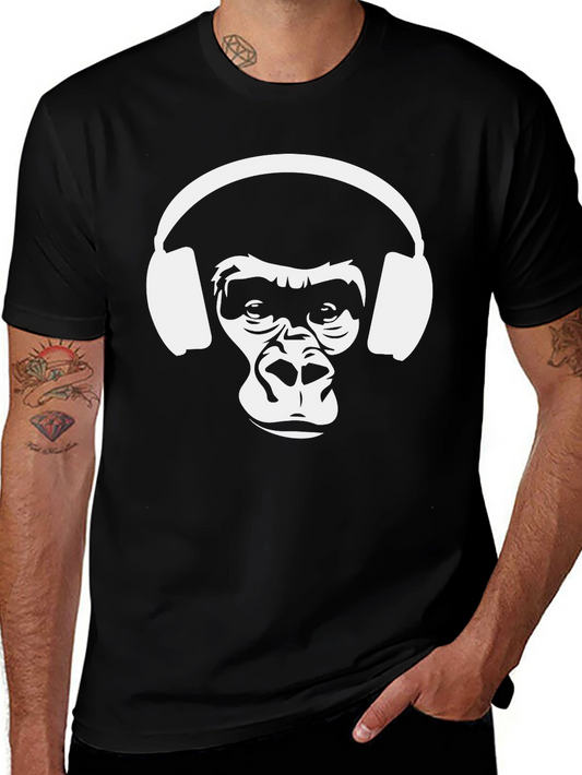 Gorilla DJ T-Shirt - Cool Ape Headphone Graphic Tee
