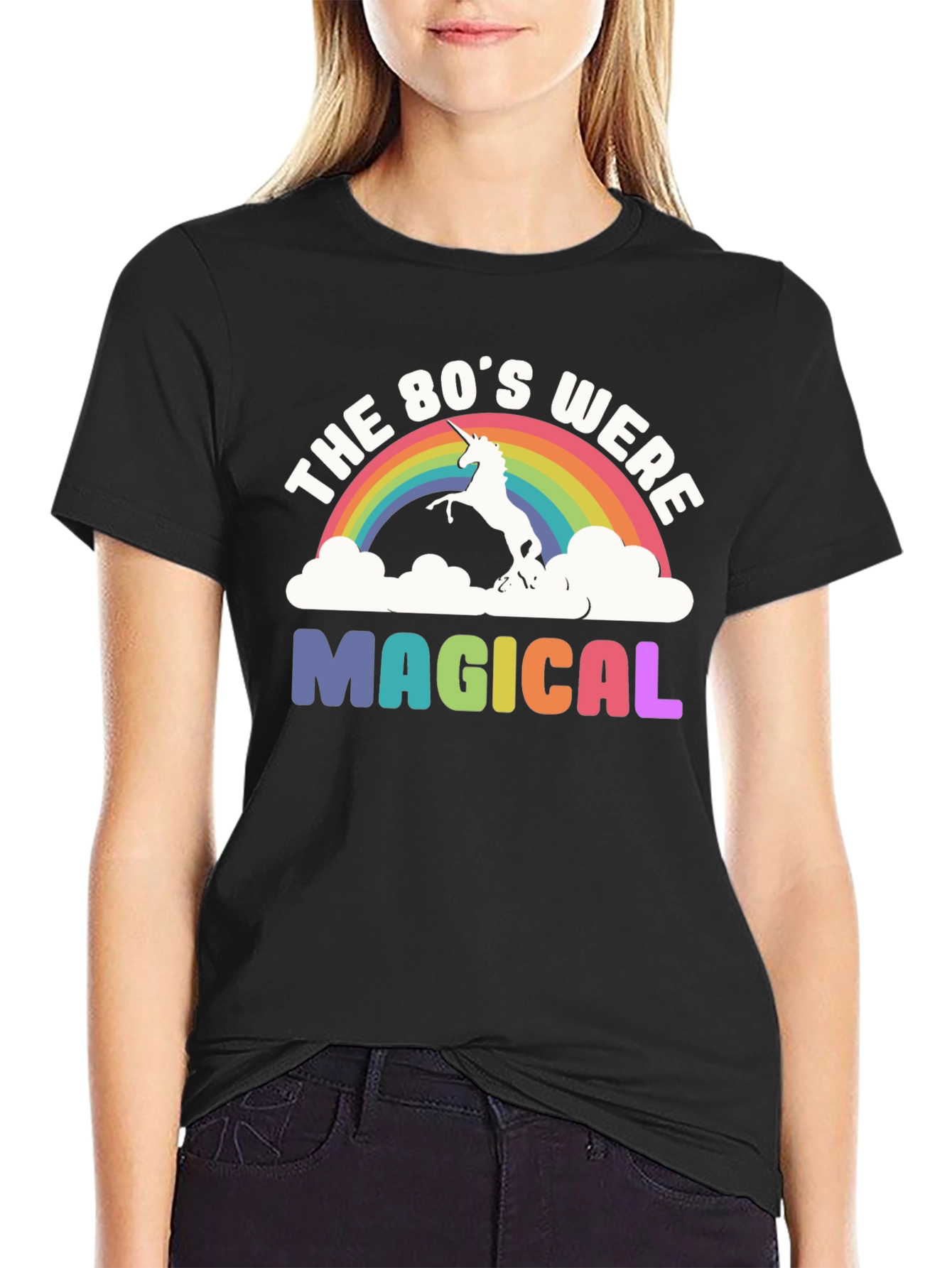 80s Magical Unicorn Rainbow Graphic Tee