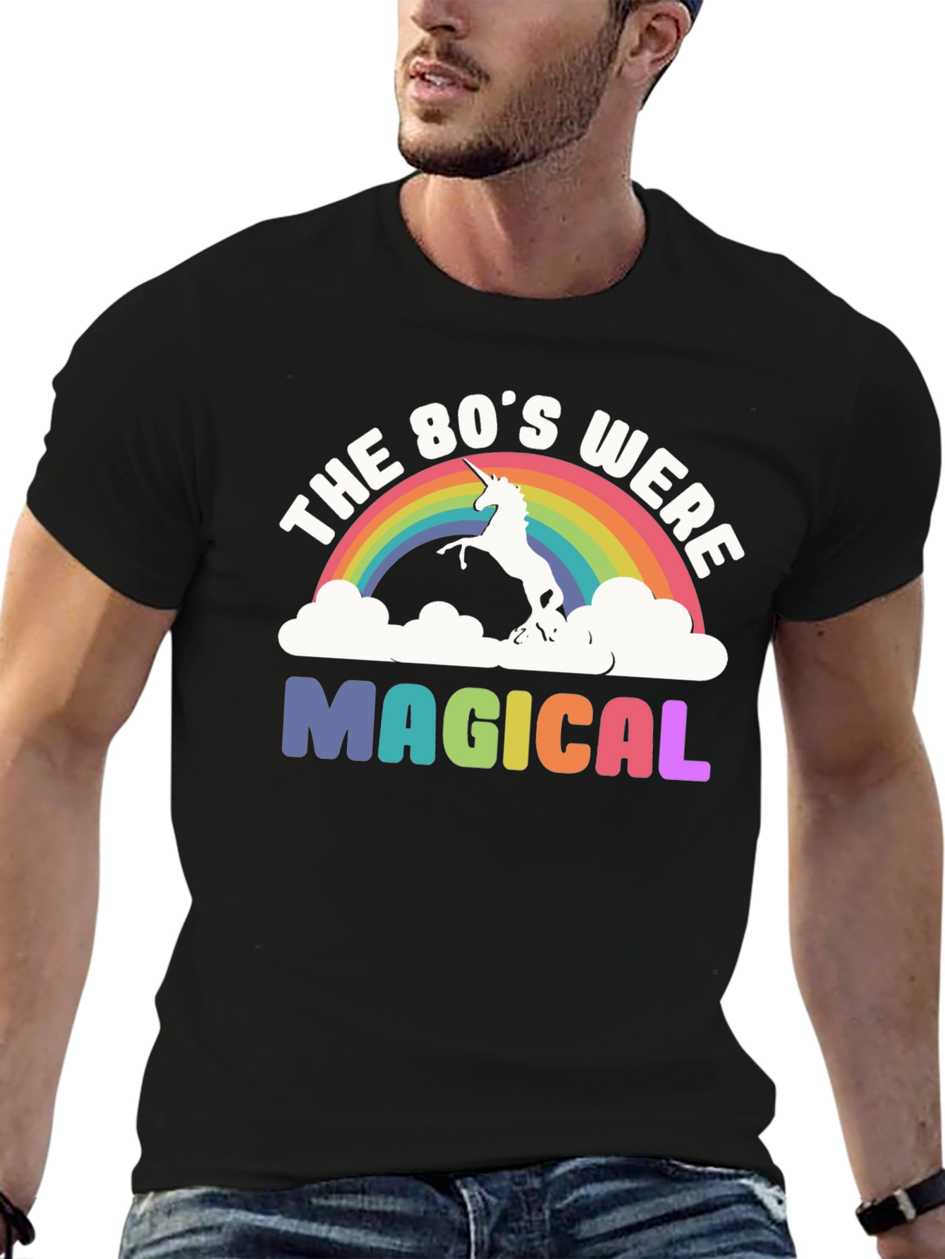80s Magical Unicorn Rainbow Graphic Tee