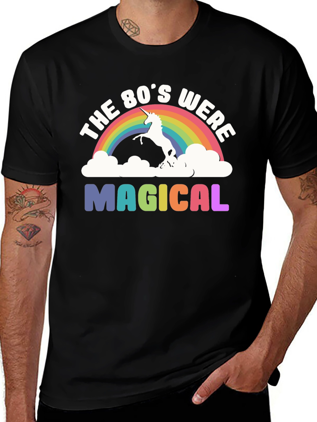 80s Magical Unicorn Rainbow Graphic Tee