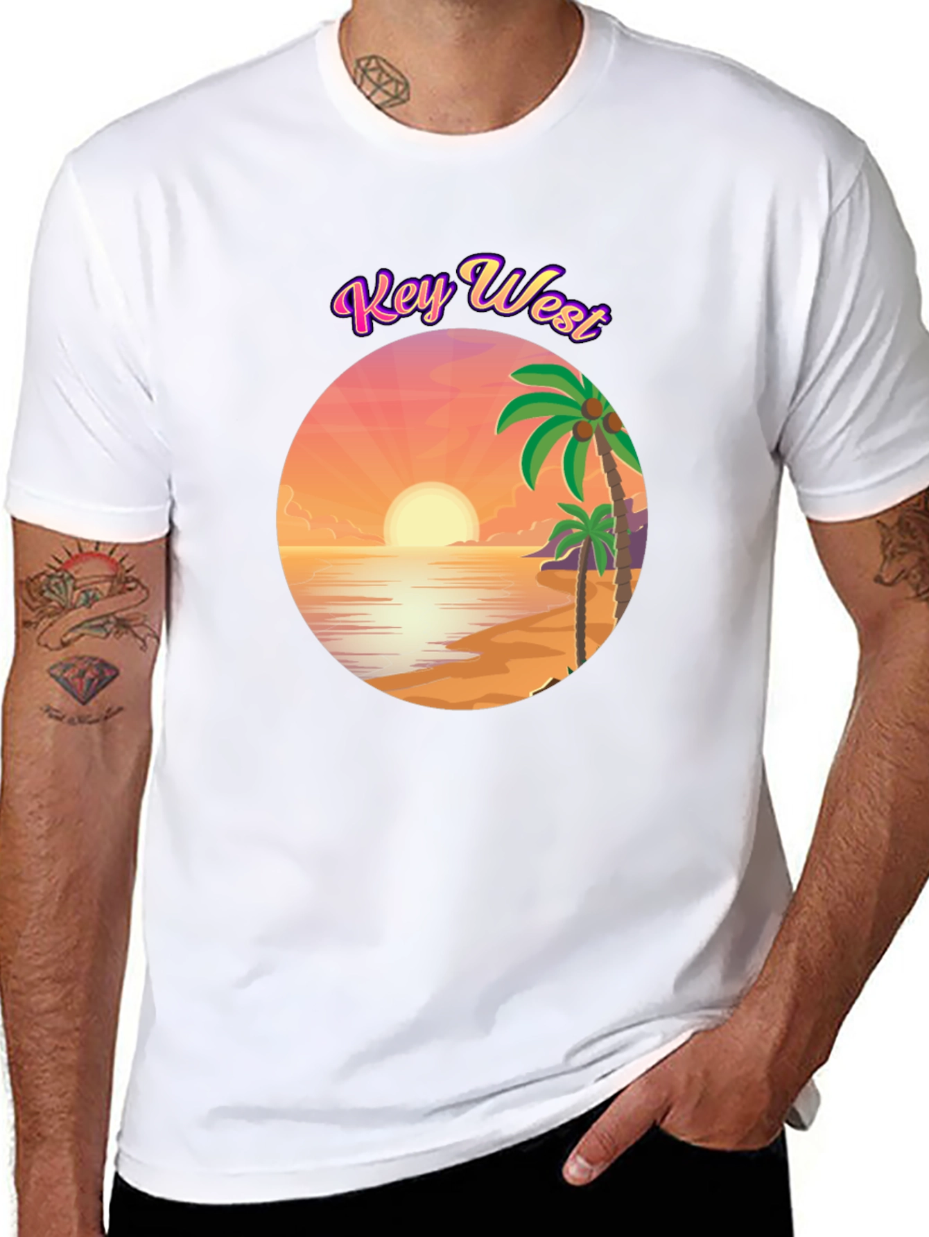 Key West Sunset T-Shirt - Tropical Beach Design
