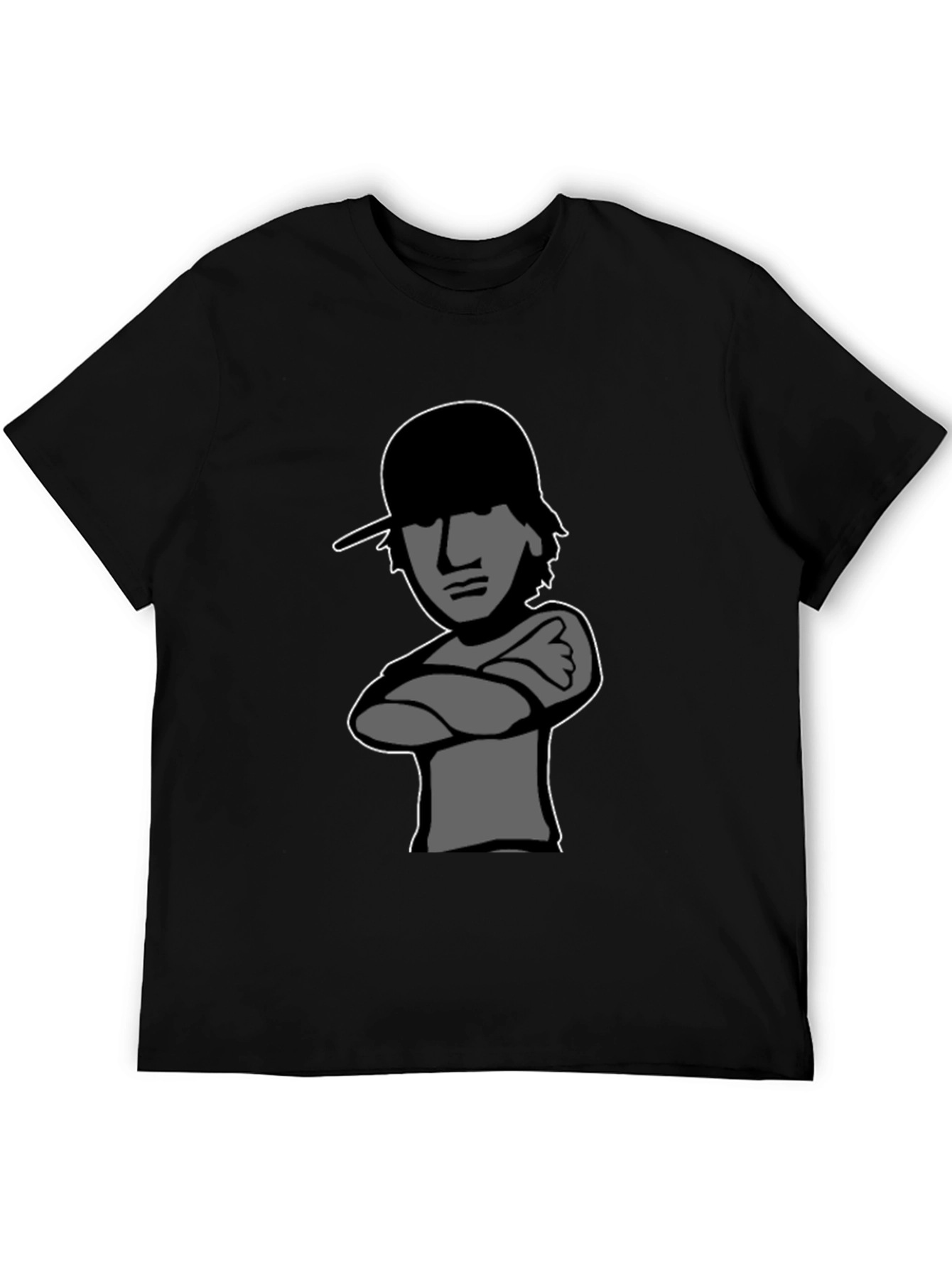 Cool Cartoon Graphic Tee - Mens Black T-Shirt