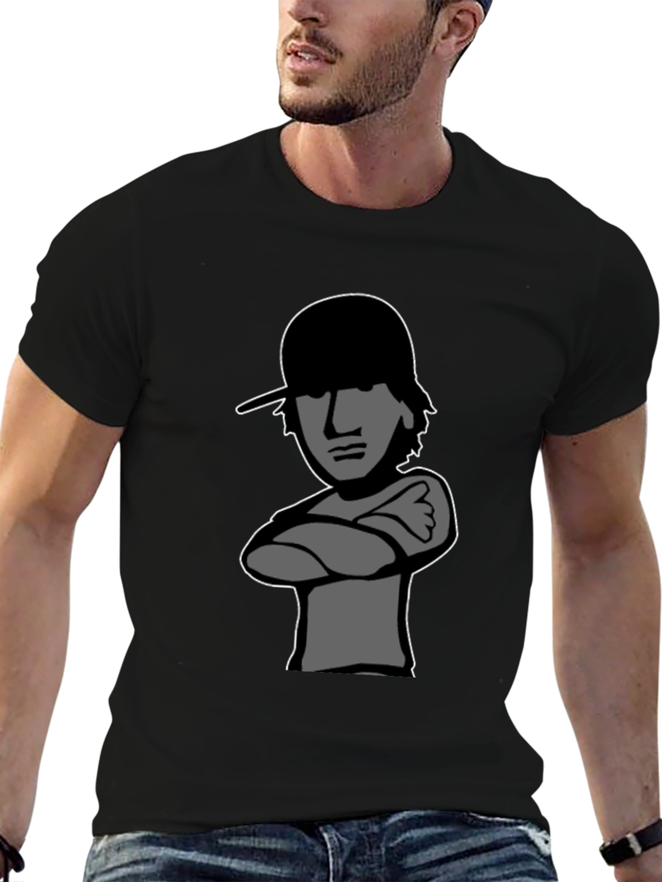 Cool Cartoon Graphic Tee - Mens Black T-Shirt