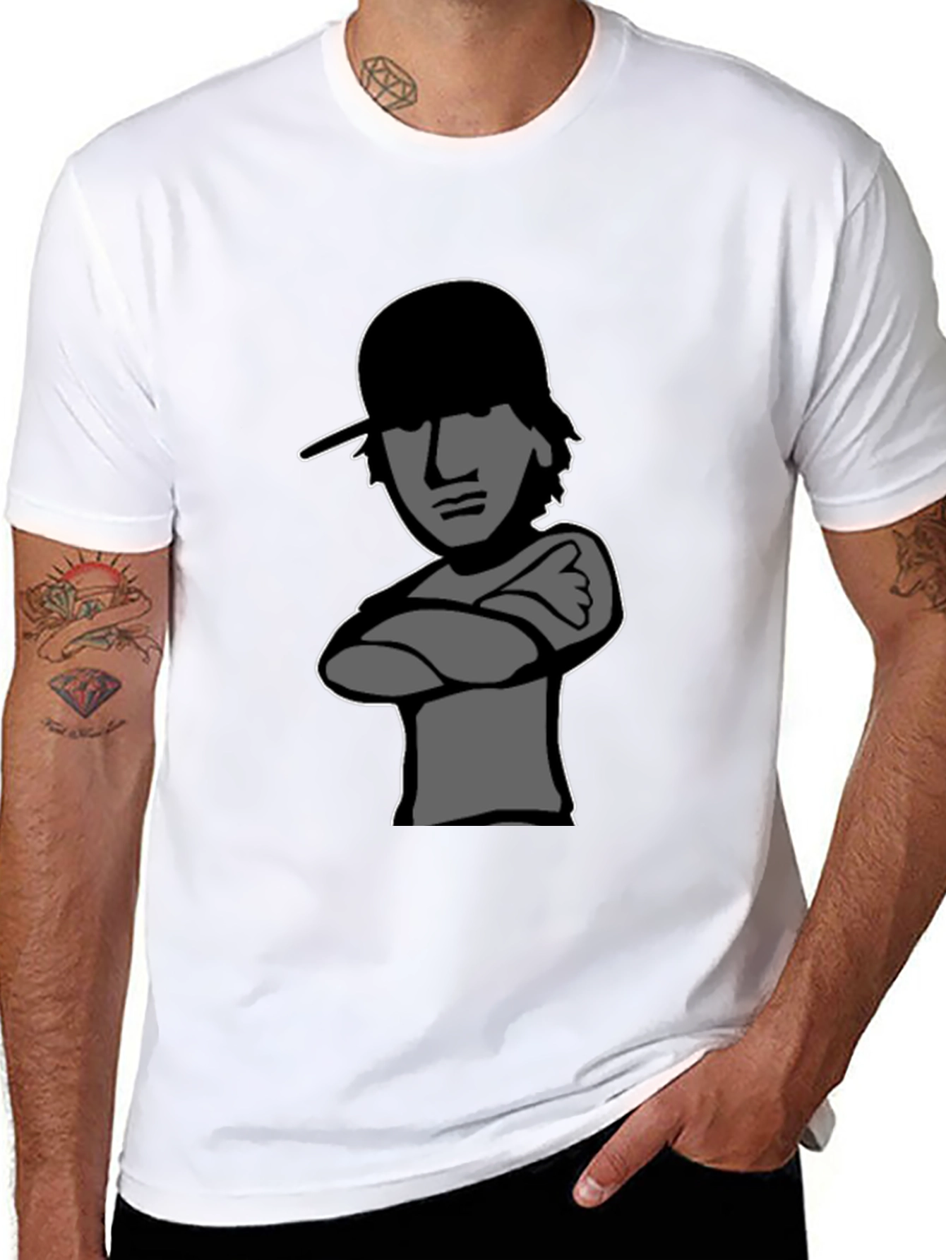 Cool Cartoon Graphic Tee - Mens Black T-Shirt