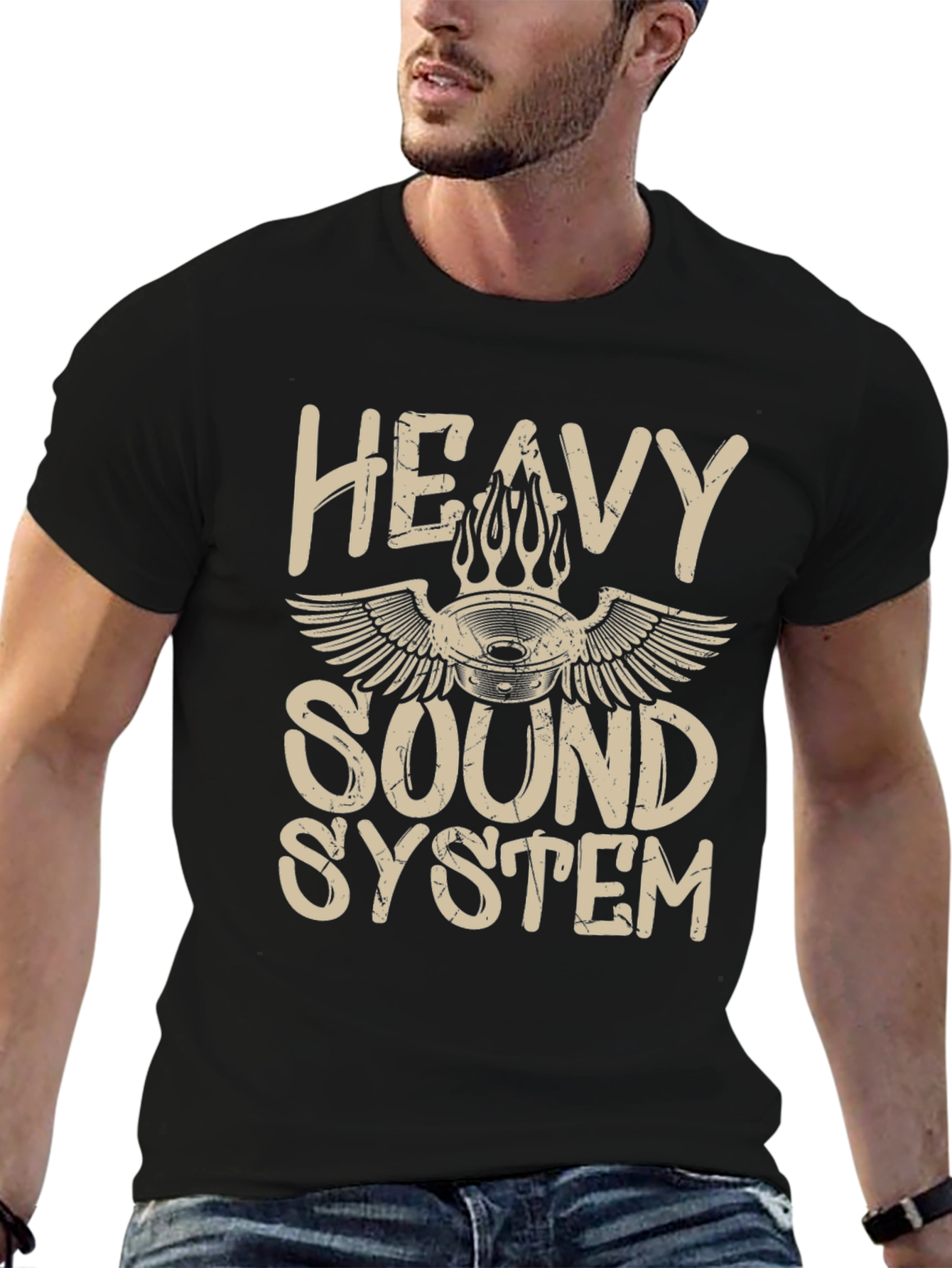 Heavy Sound System Black T-Shirt Music Lover